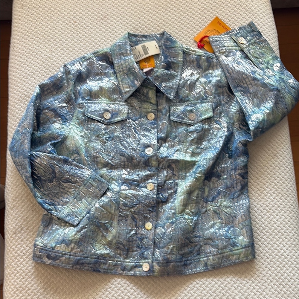 Metallic Blue Jean Jacket for Women